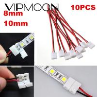 10 ชิ้น/ล็อต 8 มม. 10 มม. ไฟฟ้าเชื่อมต่อ Splice 2-Pins Power Clip Connector Adapter สำหรับ 3528/5050/5630 Led Strip Wire PCB-lihanrui