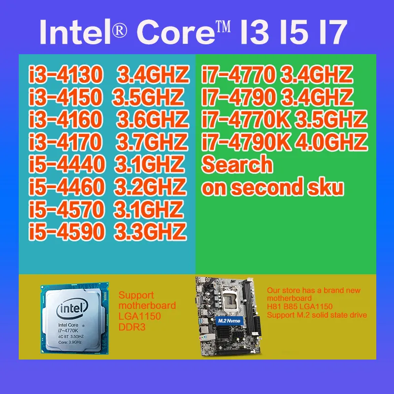 Intel Core i3-4130 i3-4170 i3-4150 I3-4160 i5-4570 I5 4440 I5-4590 ...