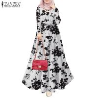 ▫✻ ZANZEA Womens Muslim Abaya Casual Long Sleeve A Line Evening Party Oversized Maxi Dress