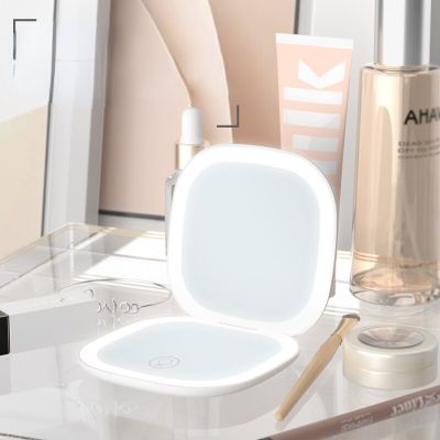 Mini Compact Led Makeup Mirror With Light 5X Magnifying Small Pocket Portable Travel Pink Black Foldable Cosmetic Vanity Mirrors Mirrors