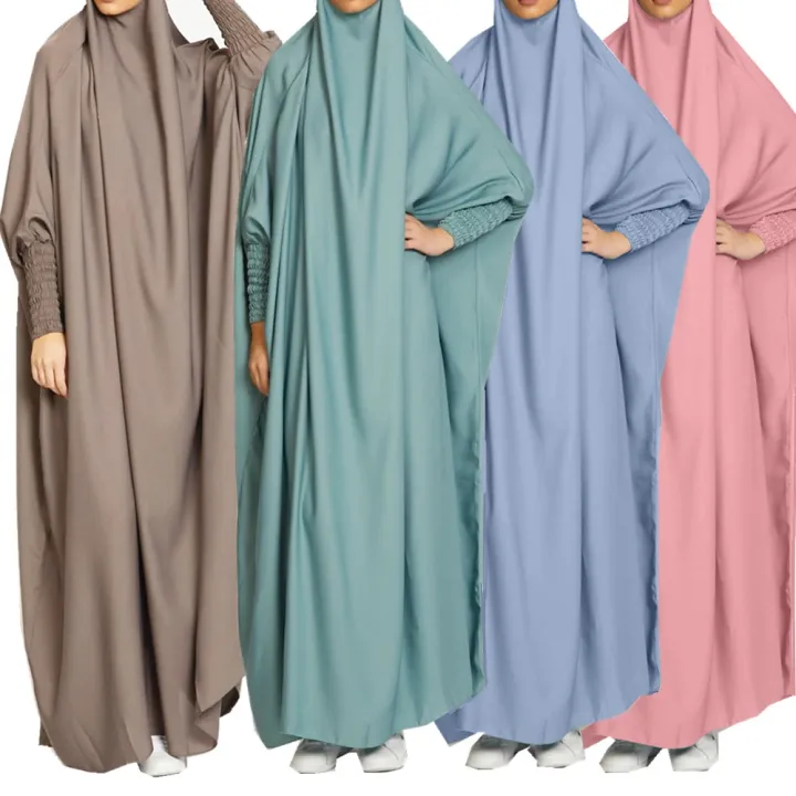 Ramadan plain Telekung Muslim prayer clothes Muslimah robe women wear ...