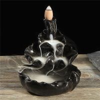 Waterfall Incense Burner Ceramic Incense Holder Handmade Ceramic Backflow Incense Burner Decor With 10 Backflow Incense Cones