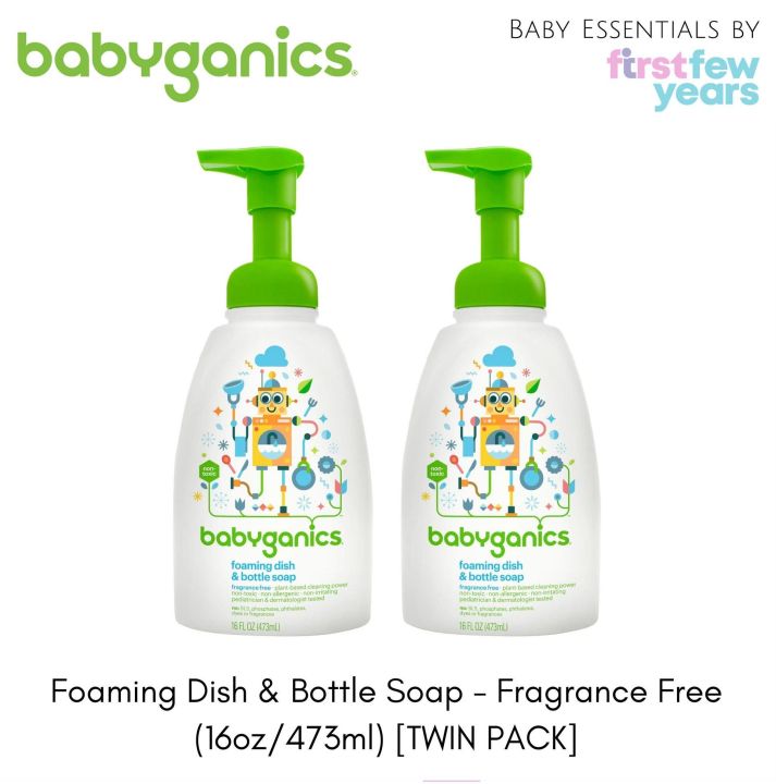 Babyganics Foaming Dish & Bottle Soap, Pump Bottle, Fragrance Free