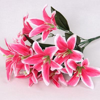 10 หัวดอกไม้ผ้าไหมลิลลี่เทียมช่อดอกไม้งานแต่งบูติคดอกไม้สำหรับประดับตกแต่ง