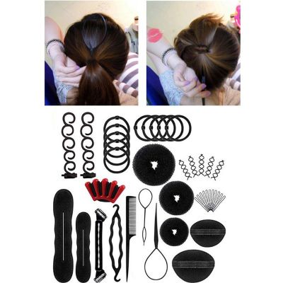 40PcsSet Women DIY Hair Styling Accessories Kit Magic Donut Bun Maker Hairpins Ties Fast Twist Modelling Hairdress Braid Tools