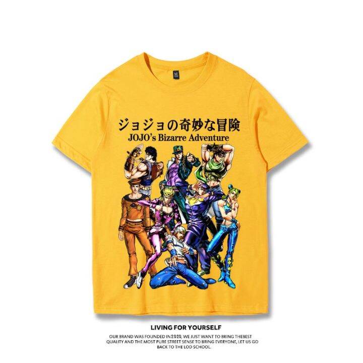 jojo-s-bizarre-adventure-co-branded-เสื้อยืด-jotaro-kujo-kira-yoshikage-ญี่ปุ่นอะนิเมะอุปกรณ์ต่อพ่วงแขนสั้นชายแนวโน้ม