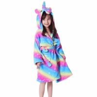 Winter Kigurumi Unicorn Dinosaur Hooded Children Bathrobes Kids Bath Robe Animal For Boys Girls Pyjamas Nightgown Kids Sleepwear