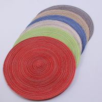 Round Design Table Ramie Insulation Pad Solid Placemats Linen Non Slip Mat Kitchen Accessories Decoration Home Coaste