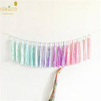 10ft Unicorn Rainbow Sparkle Garland of 18pcs tassels (54 sheets) -Iridescent Pas Chair Banner,1st Birthday Decorations 1103