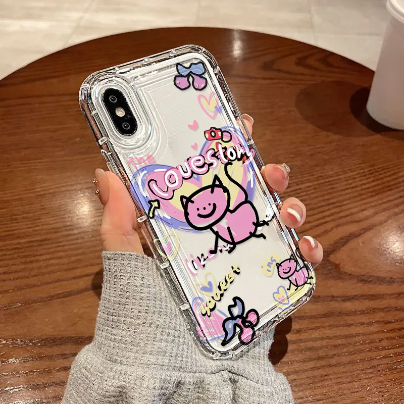  Cute Graffiti Love Heart Clear Phone Case for iPhone