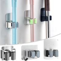 Stainless Steel Mop Hook Wall Mounted Mop Organizer Storage Rack Brush Broom Hanger Kitchen Bathroom Hanging Mops Holder Clips