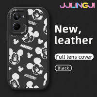 Jlingji เคสสำหรับ Realme 10 Pro 5G Realme 10 Pro Plus กระแสแฟชั่นลายมิกกี้เมาส์ใหม่โทรศัพท์ดีไซน์ด้านข้างดีไซน์ใหม่หนัง Lensa Kontak กล้องบางป้องกันเคสกันกระแทก