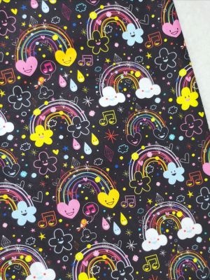 Cotton Fabric amazing Lovely Rainbow Love heart Music Raindrop cloud Printing DIY Patchwork Textile Tissue Decor Home Dress