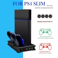 PS4 Slim Controller Vertical Charging Stand USB Console Cooling Fan Cooler Base for Playstation4 Pro PS4 Slim + 4 Caps Accessory