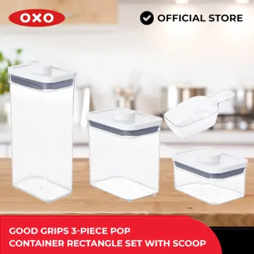 OXO Good Grips POP Container, Three-piece Rectangle Set with Scoop