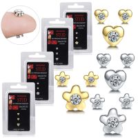 3Pcs/lot Punk Magnetic Piercing Stainless Steel Heart/Star Ear Stud Nose Magnet Earrings Fake Piercing Magnetic Body Jewelry