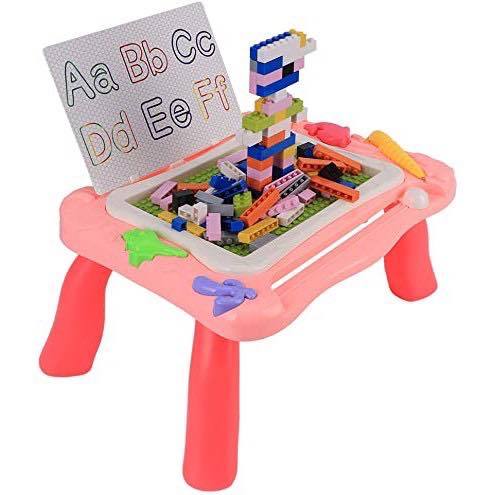 2 in 1 Magnetic Writing Board Building Blocks Kids Activity Table