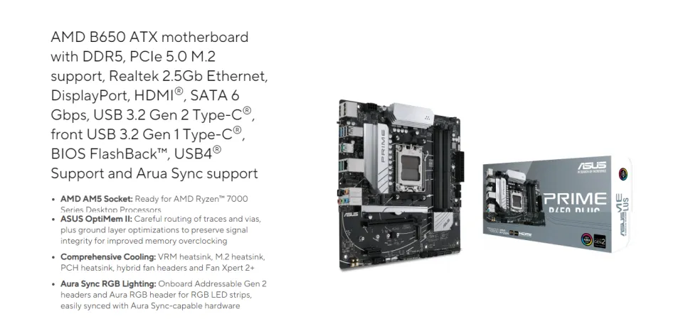 PRIME B650-PLUS AM5 ATX Motherboard