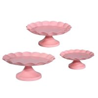 【hot】✠►  Plate Wedding Props Iron Round Dessert Snack Rack Tray Table Decoration Pink Fruit Holder