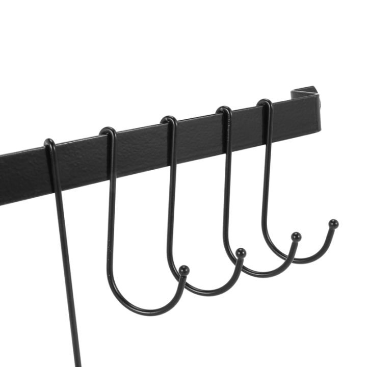 coffee-mug-rack-wall-mounted-coffee-cup-holder-with-flexible-hooks-for-mugs-teacups-kitchen-utensils-16-inch-black