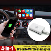 อะแดปเตอร์แบบมีสายเป็นไร้สายสำหรับ CarPlay Android Auto 4 In 1 USB CarPlay Dongle Screen Mirroring สำหรับ Android Smartphones