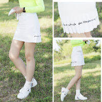 กระโปรงกอล์ฟผู้หญิง กระโปรงสีขาวสีดำมีจีบและลายด้านหลัง Ulite Womens Golf Cool Skirt - Love Green