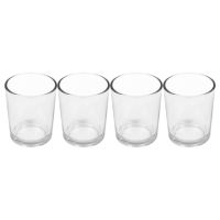 4pcs Glass Candleholder Glass Candle Holder Desktop Candle Container Decor