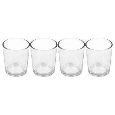 4pcs Glass Candleholder Glass Candle Holder Desktop Candle Container Decor