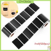 P-CUTE 120pcs/roll กันน้ำ บ้าน เครื่องเทศ กระดานดำ ป้ายกระดานดำ สติ๊กเกอร์ฉลาก แท็กขวด ปากกามาร์กเกอร์