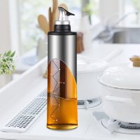 ✎☇❖ Stainless Steel Glass Olive Oil Vinegar Dispenser Pourer Seasoning Bottle Kitchen Cooking Anti-Drip Cooking Seasoning Container