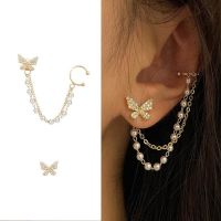 Delysia King Butterfly earbone clip earrings chain tassel personalized earrings