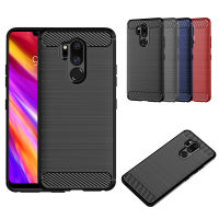 Topdigit Topdigit LG G7ใหม่,ฝาครอบป้องกัน LG G7บางเคสโทรศัพท์มือถือเคสนิ่มซิลิโคนลายคาร์บอนไฟเบอร์ลายขนแปรงกันตก