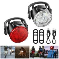 Red/White USB Rechargeable Cycling Taillight Front Bicycle Lamp 6 Modes Bike Warning Rear Light Safety Night Riding Bike Light