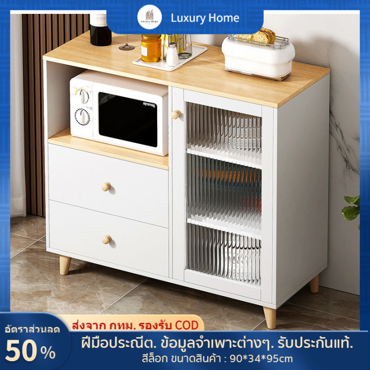 lxh-furniture-ตู้เก็บของในห้องครัว-ตู้ครัว-ตู้ข้าง-ตู้ข้างไม้-สามารถวางเตาไมโครเวฟได้-สีเทา-สีขาว-สีไม้-มีให้เลือกสองขนาด-จัดส่งที่รวดเร็ว