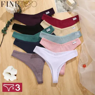 Cheap FINETOO Cotton Women Sexy V-Waist Thongs Women's Comfortable