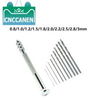 10Pcs 0.8mm-3.0mm HSS Twist Drill Bit Sets For Rotary Tools Wood Drilling Mini Micro Aluminum Hand Drill With Keyless Chuck