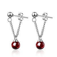 Trendy Garnet Gem Stone 925 Sterling Silver Ladies Tassel Stud Earrings Original Jewelry For Women Drop Shipping No Fade Cheap