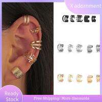 X ADORNMENT 5pcs/set ของขวัญ เครื่องประดับ เรียบง่าย อินเทรนด์ ต่างหูผู้หญิง กระดูกอ่อนปลอม ใบหู Cuff กิ๊บติดหูแบบไม่เจาะหู