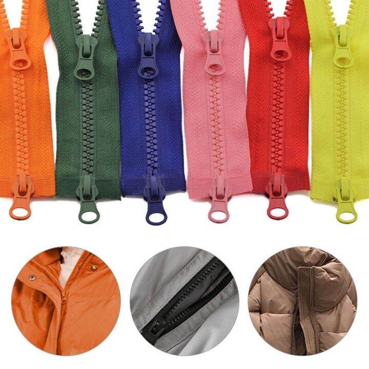 Solid Color Double Slider TwoWay Zippers 100/120/150cm Length 5 Resin