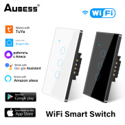AUBESS Công Tắc Cảm Ứng Thông Minh WiFi TUYA 1 2 3 4 Nút Gắn Tường Đèn Gia