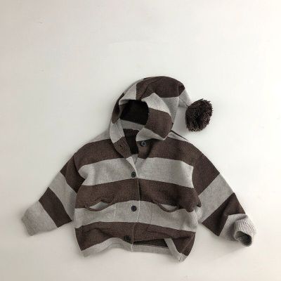 2022 Autumn Spring Kids Sweater Hooded Sweater Children Clothing Striped Color Baby Boys Girls Cotton Baby Girls Costumes