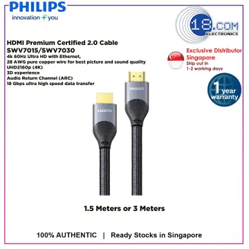 20in (0.5m) Premium Certified HDMI 2.0 Cable - High-Speed Ultra HD 4K 60Hz  HDMI Cable with Ethernet - HDR10, ARC - TPE Jacket - UHD HDMI Video Cord 