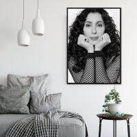 Cher โปสเตอร์ภาพพิมพ์ศิลปะแขวนผนังโปสเตอร์รูปภาพแบบแยกส่วนสีดำและสีขาวภาพผนังผ้าใบสำหรับ0809