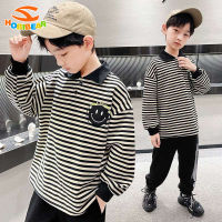 HOBIBEAR Boys Hoodie Striped เสื้อยืดเด็ก Lapel Top Warm Handsome Hoodie