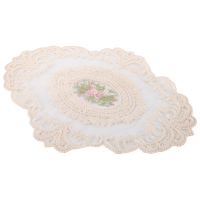 European Oval Embroidered Lace Fabric Transparent Placemat Coaster Mat Furniture Cover Cloth