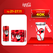 Lốc 6 Lon Nước Giải Khát Không Đường Coca-Cola Zero 320ml Lon