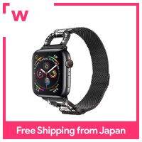 เข้ากันได้สายคาด Apple Watch สายสำรองตะขอสแตนเลสห่วงตาข่าย38มม. 40มม. สำหรับ Apple Watch Series 5/4 (40มม.) ซีรีส์3/2/1 (38มม.) (สีดำ)