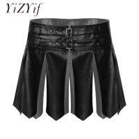 Mens Lingerie Faux Leather Tassel Skirt y Night Club Cosplay Costume Adjustable Buckle Zipper Waistband Miniskirt Clubwear