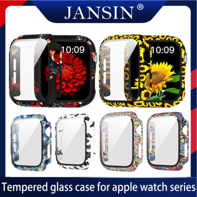 Tempered Glass case for apple watch 6 SE 5 40mm 44mm Full Coverage Hard Cover for apple watch 4 3 2 1 38mm 42mm Case with Tempered Glass Screen Protector for apple watch series