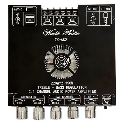 TPA3251D2 Bluetooth 5.0 2.1 Channel Power Audio Stereo Subwoofer Amplifier Board 220Wx2+350W TREBLE Low Tone AMP -AS21